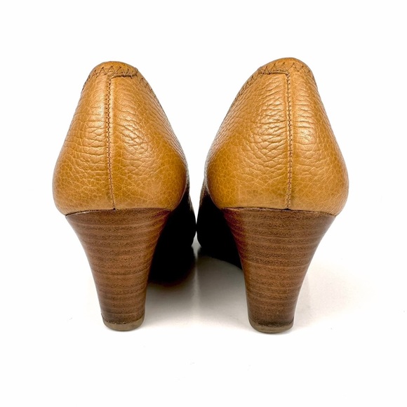 Tory Burch Sally Tumbled Leather Wedge Pump Royal Tan Brown Size 7.5 - Picture 7 of 13
